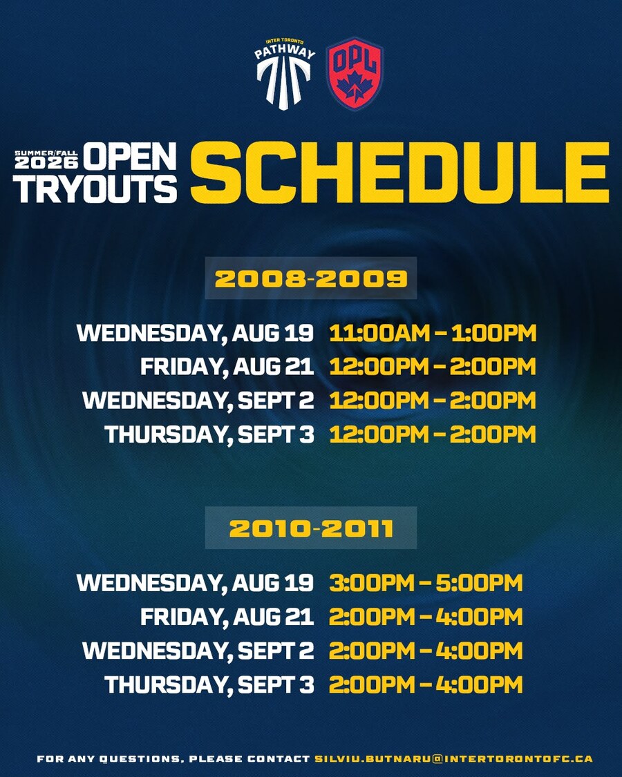 Open Tryouts full schedule